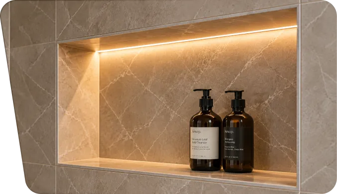 Verlichte inbouwnis in de douche